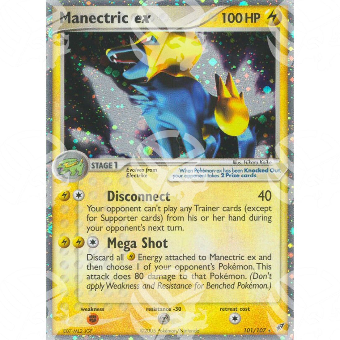 EX Deoxys - Manectric ex - Holo Rare 101/107 - Warcard - EX Deoxys - Manectric ex - Holo Rare 101/107 i prezzi più bassi sul mercato, solo da www.warcardshop.com! Carte singole, box, buste e mazzi.