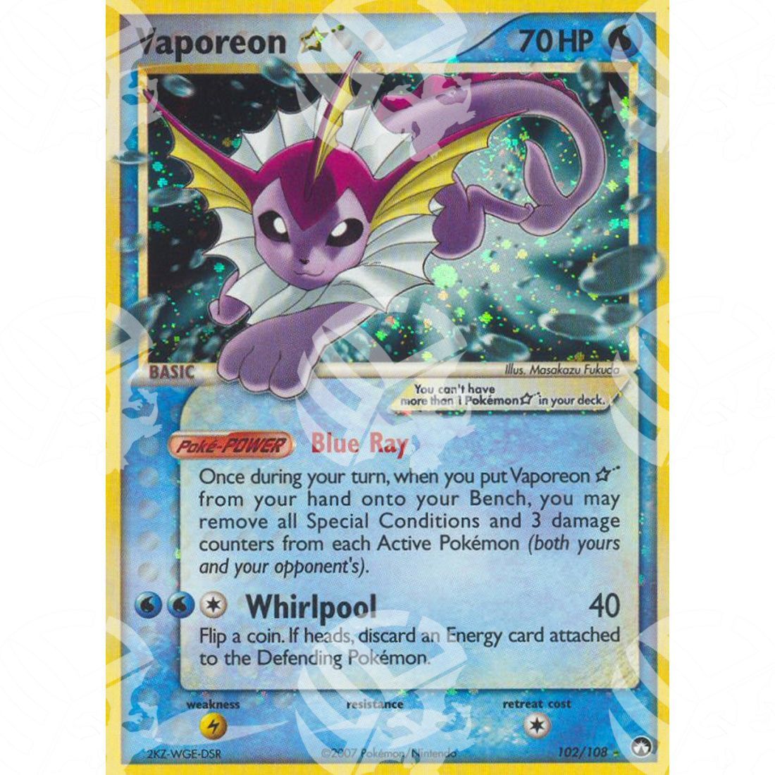 EX Power Keepers - Vaporeon ☆ - Shiny Holo Rare 102/108 - Warcard - EX Power Keepers - Vaporeon ☆ - Shiny Holo Rare 102/108 i prezzi più bassi sul mercato, solo da www.warcardshop.com! Carte singole, box, buste e mazzi.