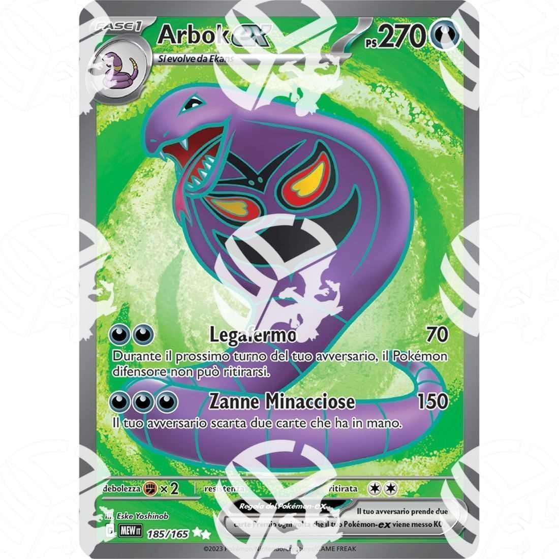 151 - Arbok ex - Full Art | 185/165 - Warcard - 151 - Arbok ex - Full Art | 185/165 i prezzi più bassi sul mercato, solo da www.warcardshop.com! Carte singole, box, buste e mazzi.
