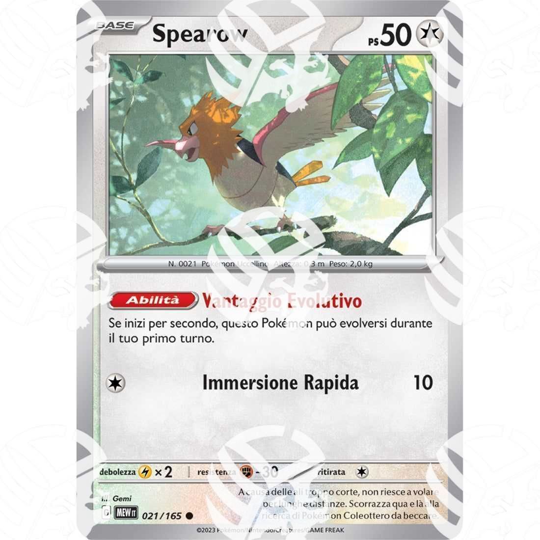 151 - Spearow - 021/165 - Warcard - 151 - Spearow - 021/165 i prezzi più bassi sul mercato, solo da www.warcardshop.com! Carte singole, box, buste e mazzi.