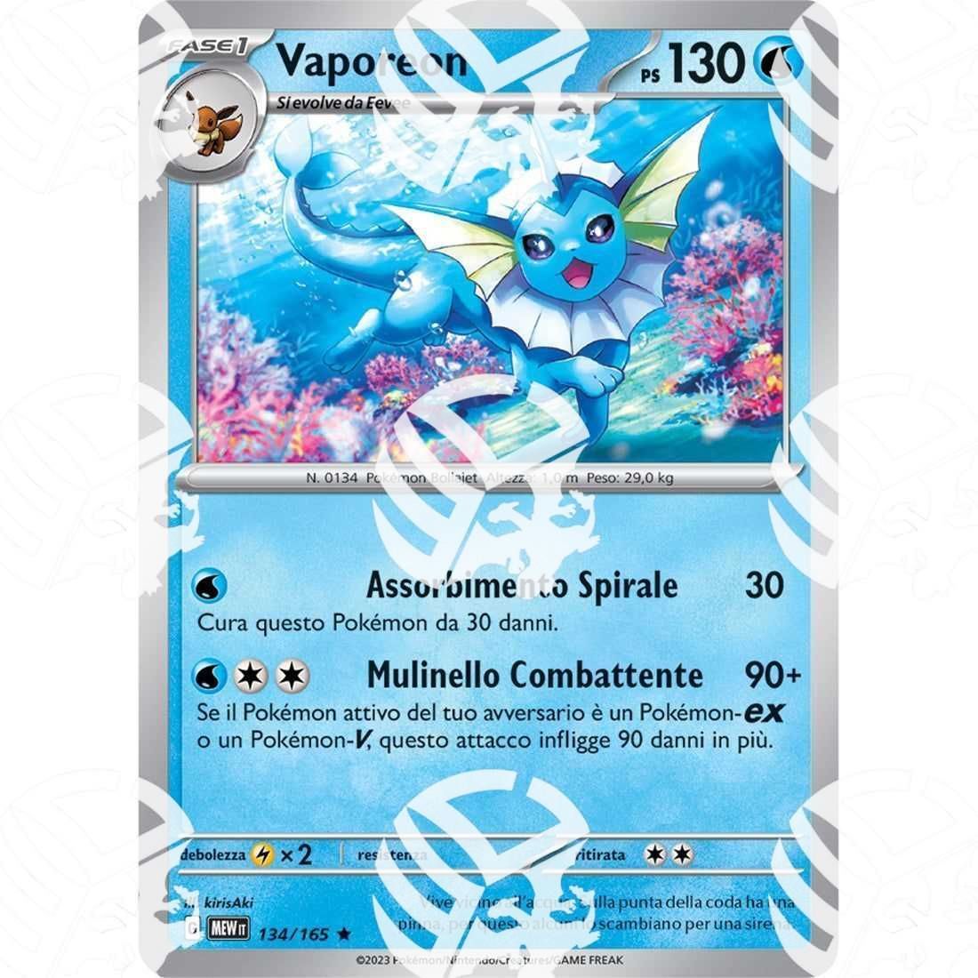 151 - Vaporeon - Holo Rare 134/165 - Warcard - 151 - Vaporeon - Holo Rare 134/165 i prezzi più bassi sul mercato, solo da www.warcardshop.com! Carte singole, box, buste e mazzi.