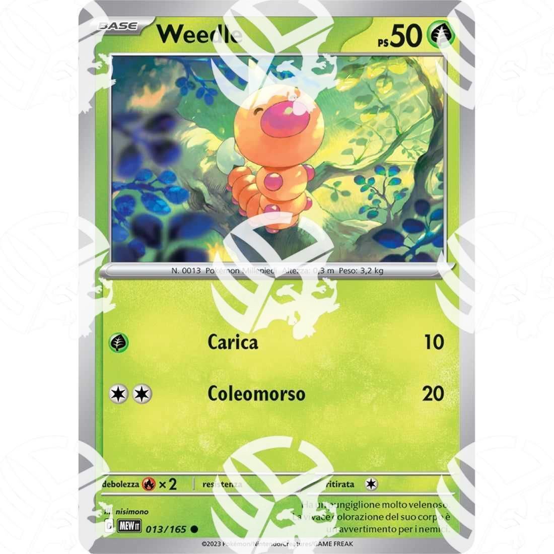 151 - Weedle - 013/165 - Warcard - 151 - Weedle - 013/165 i prezzi più bassi sul mercato, solo da www.warcardshop.com! Carte singole, box, buste e mazzi.