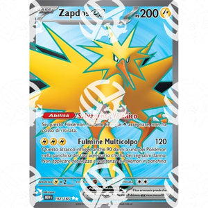 151 - Zapdos ex - Full Art | 192/165 - Warcard - 151 - Zapdos ex - Full Art | 192/165 i prezzi più bassi sul mercato, solo da www.warcardshop.com! Carte singole, box, buste e mazzi.