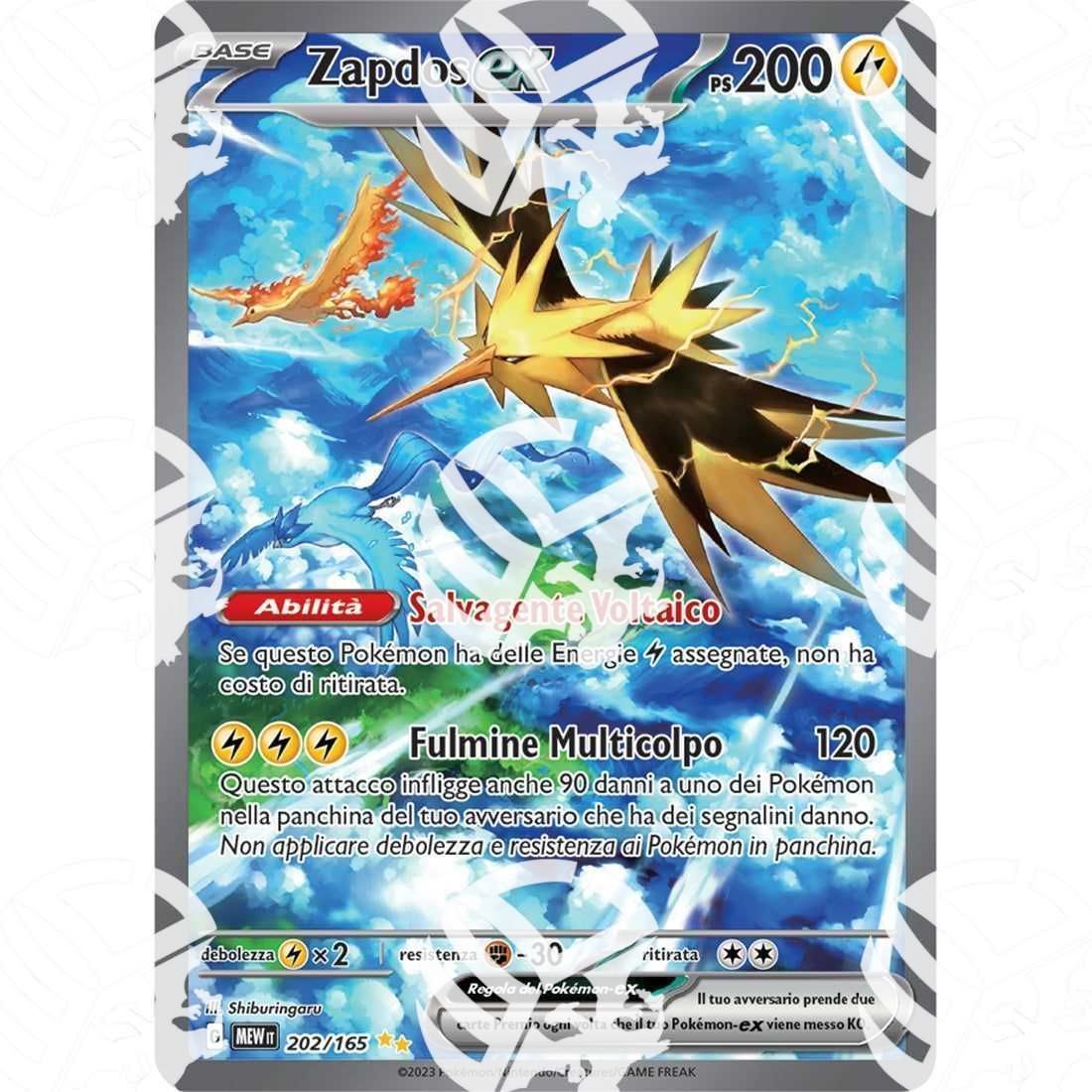 151 - Zapdos ex - Special Illustration Rare | 202/165 - Warcard - 151 - Zapdos ex - Special Illustration Rare | 202/165 i prezzi più bassi sul mercato, solo da www.warcardshop.com! Carte singole, box, buste e mazzi.