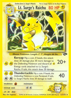 Lt. Surge's Raichu - Gym Challenge (Holo Rare) [GC-11]