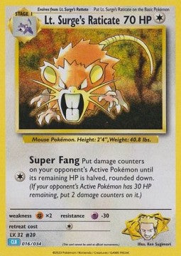 Lt. Surge's Raticate - Pokémon Trading Card Game Classic: Blastoise & Suicune ex Deck (Fixed) [CLB-016]