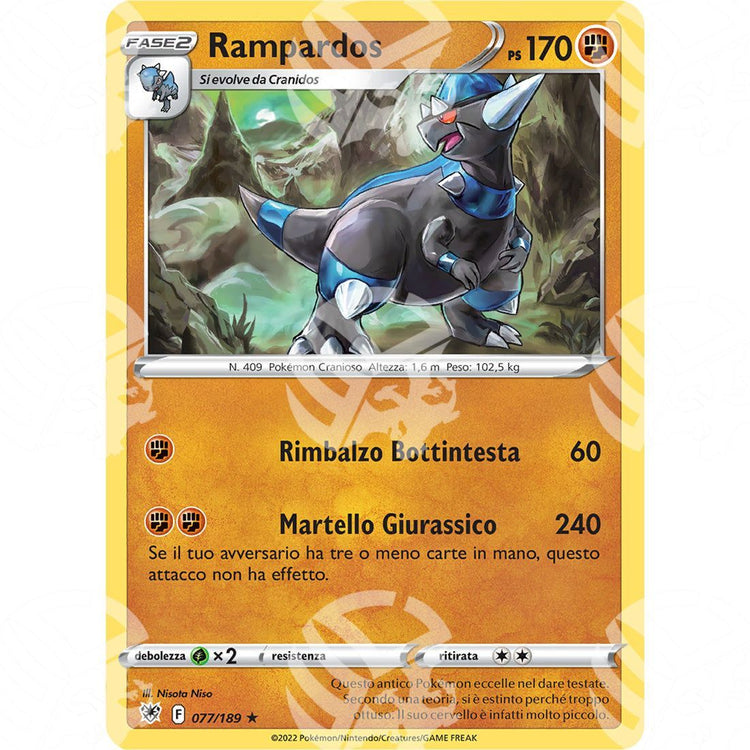 Lucentezza Siderale - Rampardos - Holo Rare 077/189 - Warcard - Lucentezza Siderale - Rampardos - Holo Rare 077/189 i prezzi più bassi sul mercato, solo da www.warcardshop.com! Carte singole, box, buste e mazzi.