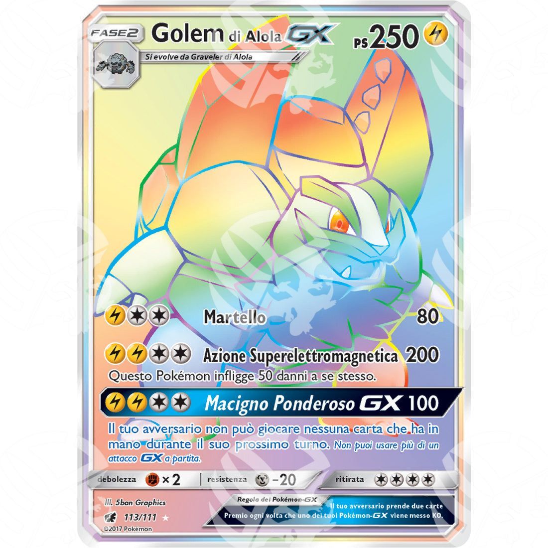 Invasione Scarlatta - Alolan Golem GX - Rainbow Rare 113/111 - Warcard - Invasione Scarlatta - Alolan Golem GX - Rainbow Rare 113/111 i prezzi più bassi sul mercato, solo da www.warcardshop.com! Carte singole, box, buste e mazzi.