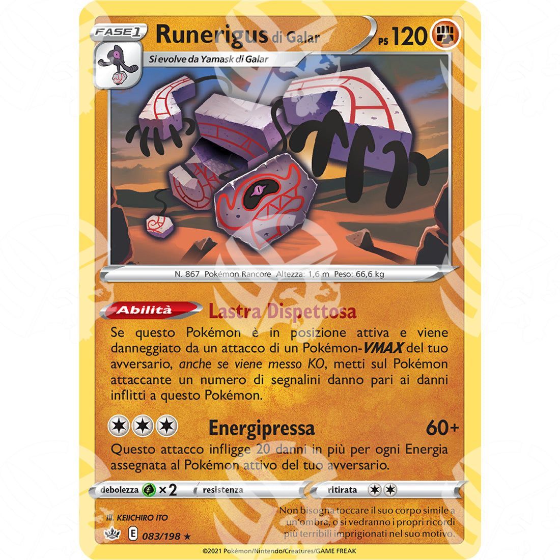 Regno Glaciale - Galarian Runerigus - Holo Rare 083/198 - Warcard - Regno Glaciale - Galarian Runerigus - Holo Rare 083/198 i prezzi più bassi sul mercato, solo da www.warcardshop.com! Carte singole, box, buste e mazzi.