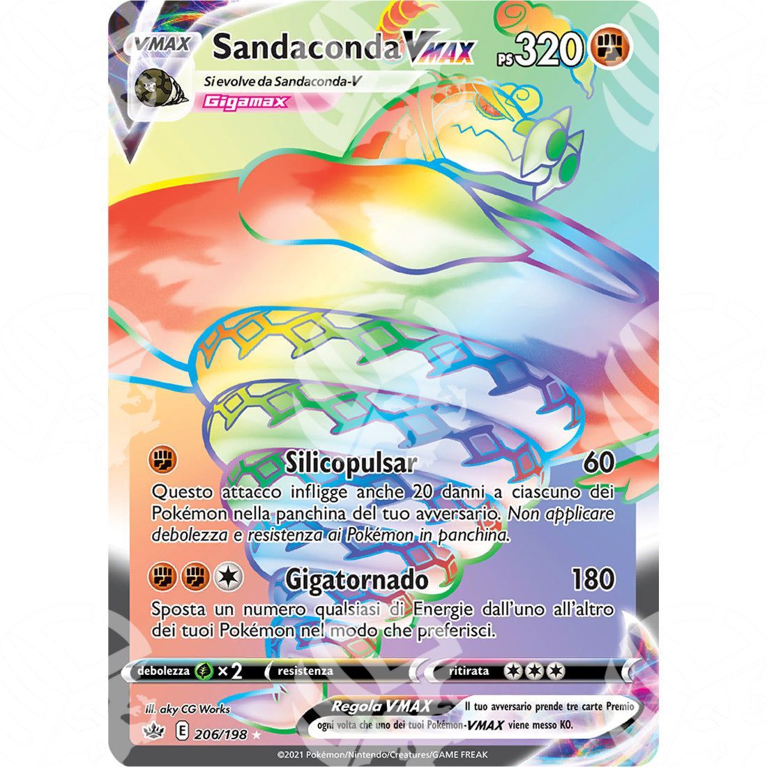Regno Glaciale - Sandaconda VMAX - Secret Rare 206/198 - Warcard - Regno Glaciale - Sandaconda VMAX - Secret Rare 206/198 i prezzi più bassi sul mercato, solo da www.warcardshop.com! Carte singole, box, buste e mazzi.