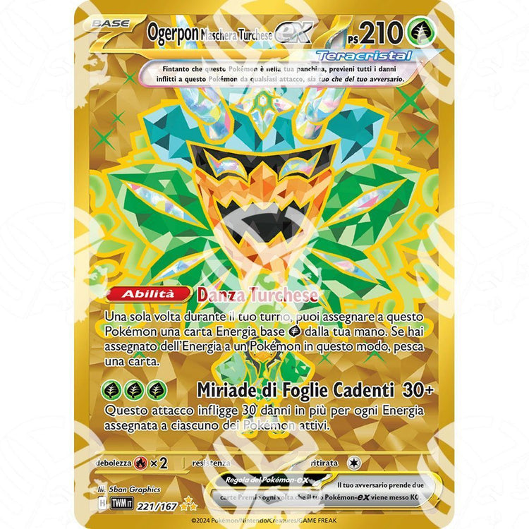 Crepuscolo Mascherato - Teal Mask Ogerpon ex - Gold Secret Rare | 221/167 - Warcard - Crepuscolo Mascherato - Teal Mask Ogerpon ex - Gold Secret Rare | 221/167 i prezzi più bassi sul mercato, solo da www.warcardshop.com! Carte singole, box, buste e mazzi.