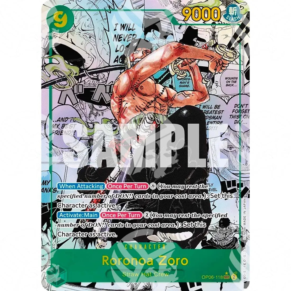 The Best - Premium Booster - Roronoa Zoro - Manga Panel Alternate Art | Reprint ( less saturated colors)-OP06-118am -497