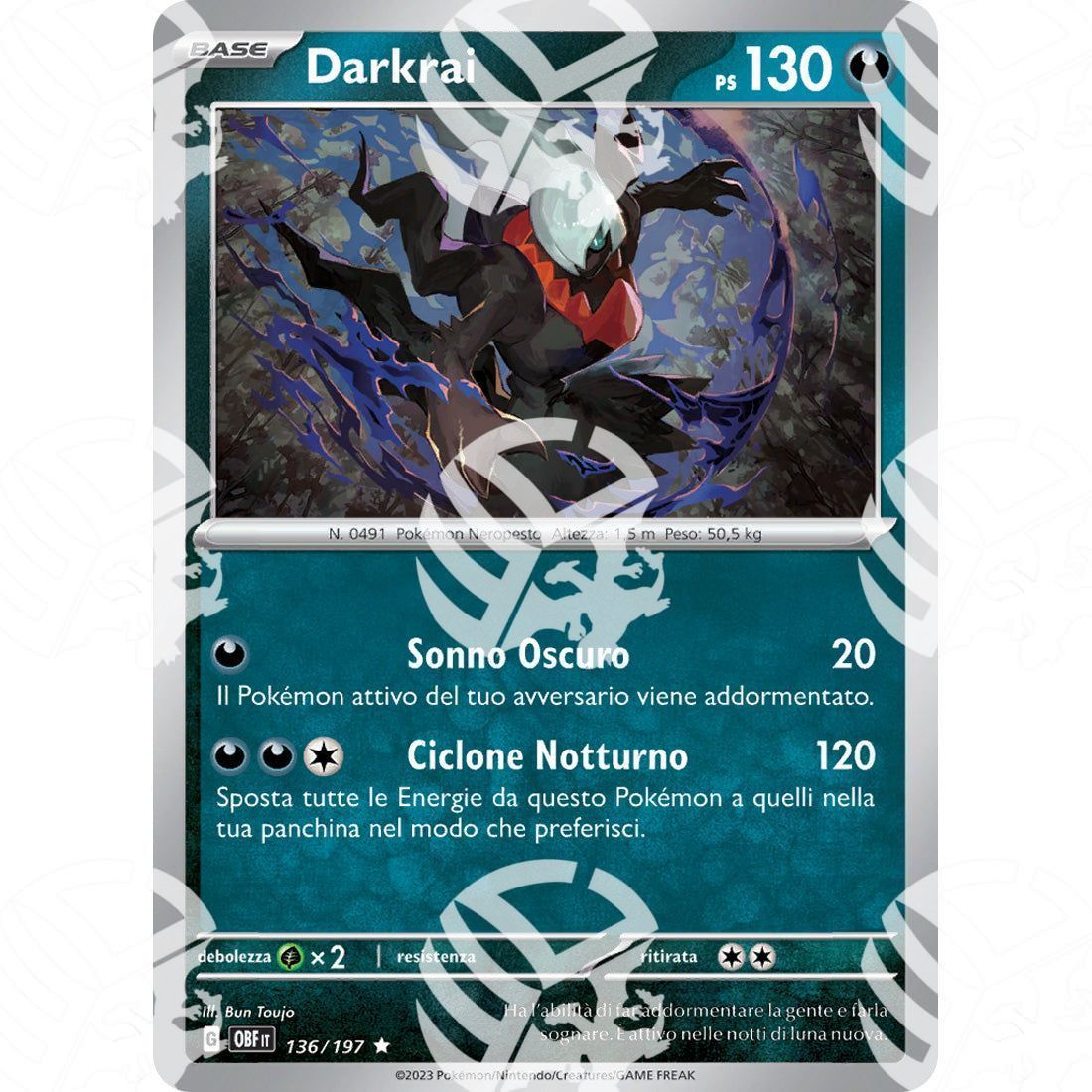Ossidiana Infuocata - Darkrai - Holo Rare 136/197 - Warcard - Ossidiana Infuocata - Darkrai - Holo Rare 136/197 i prezzi più bassi sul mercato, solo da www.warcardshop.com! Carte singole, box, buste e mazzi.