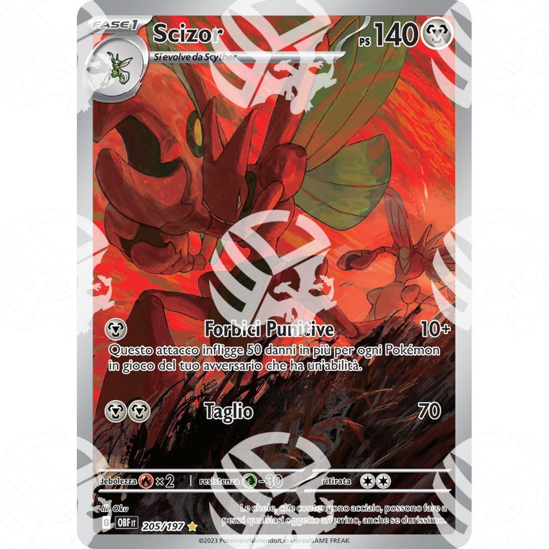 Ossidiana Infuocata - Scizor - Special Illustration Rare 205/197 - Warcard - Ossidiana Infuocata - Scizor - Special Illustration Rare 205/197 i prezzi più bassi sul mercato, solo da www.warcardshop.com! Carte singole, box, buste e mazzi.