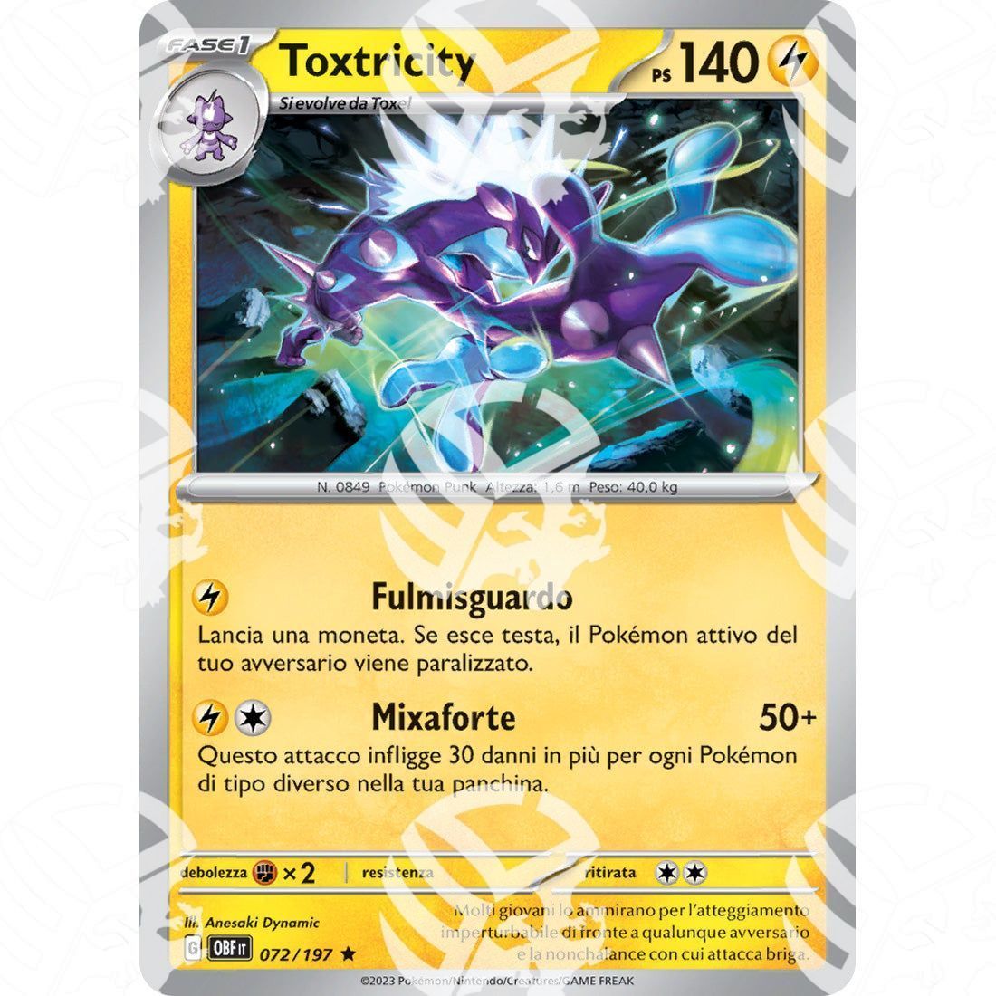 Ossidiana Infuocata - Toxtricity - Holo Rare 072/197 - Warcard - Ossidiana Infuocata - Toxtricity - Holo Rare 072/197 i prezzi più bassi sul mercato, solo da www.warcardshop.com! Carte singole, box, buste e mazzi.