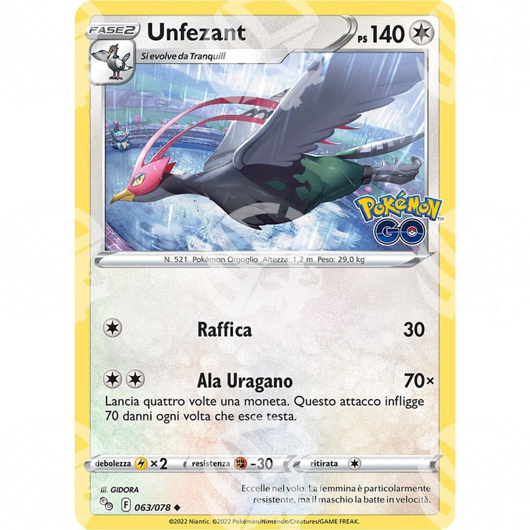 Pokemon Go - Unfezant - 063/078 - Warcard - Pokemon Go - Unfezant - 063/078 i prezzi più bassi sul mercato, solo da www.warcardshop.com! Carte singole, box, buste e mazzi.