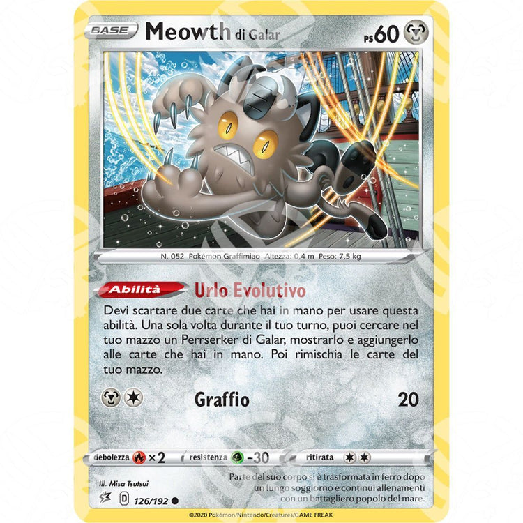 Fragore Ribelle - Galarian Meowth - 126/192 - Warcard - Fragore Ribelle - Galarian Meowth - 126/192 i prezzi più bassi sul mercato, solo da www.warcardshop.com! Carte singole, box, buste e mazzi.