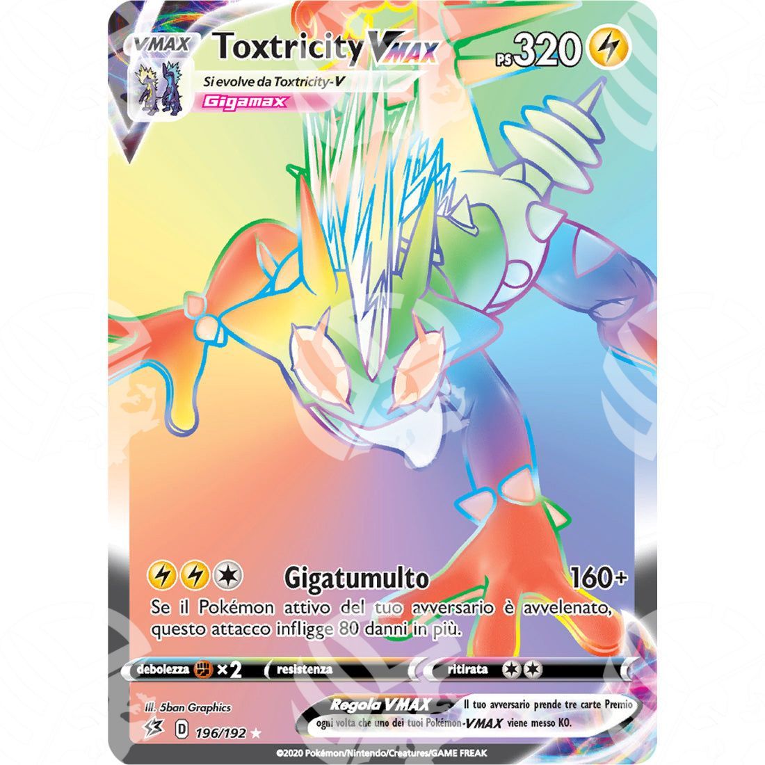 Fragore Ribelle - Toxtricity VMAX - Secret Rare 196/192 - Warcard - Fragore Ribelle - Toxtricity VMAX - Secret Rare 196/192 i prezzi più bassi sul mercato, solo da www.warcardshop.com! Carte singole, box, buste e mazzi.