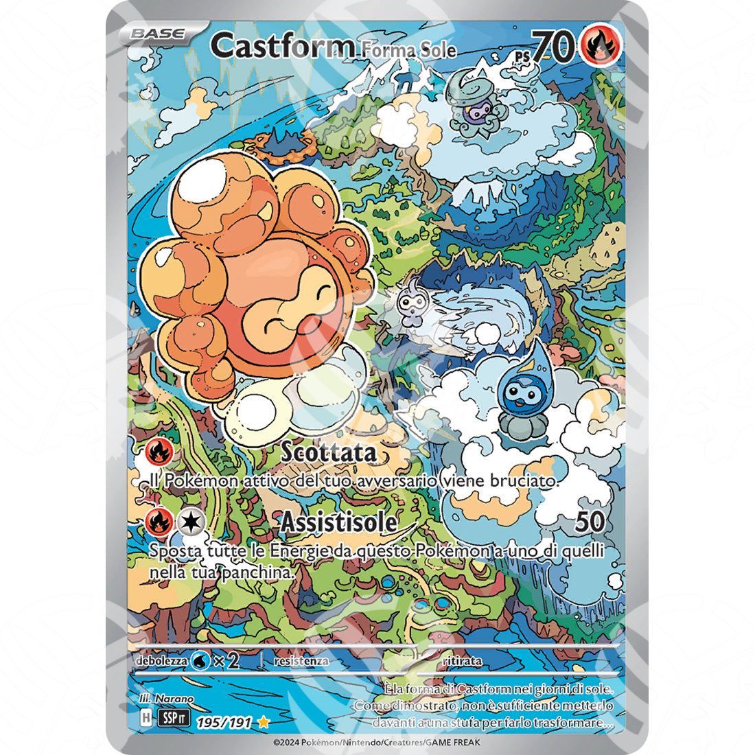 Scintille Folgoranti - Castform Sunny Form - Illustration Rare 195/191 - Warcard