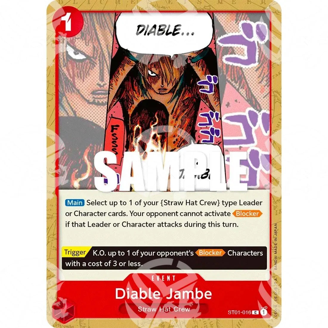 Starter Deck: Straw Hat Crew - Diable Jambe - Super Pre-Release Stamp-ST01-016p -240