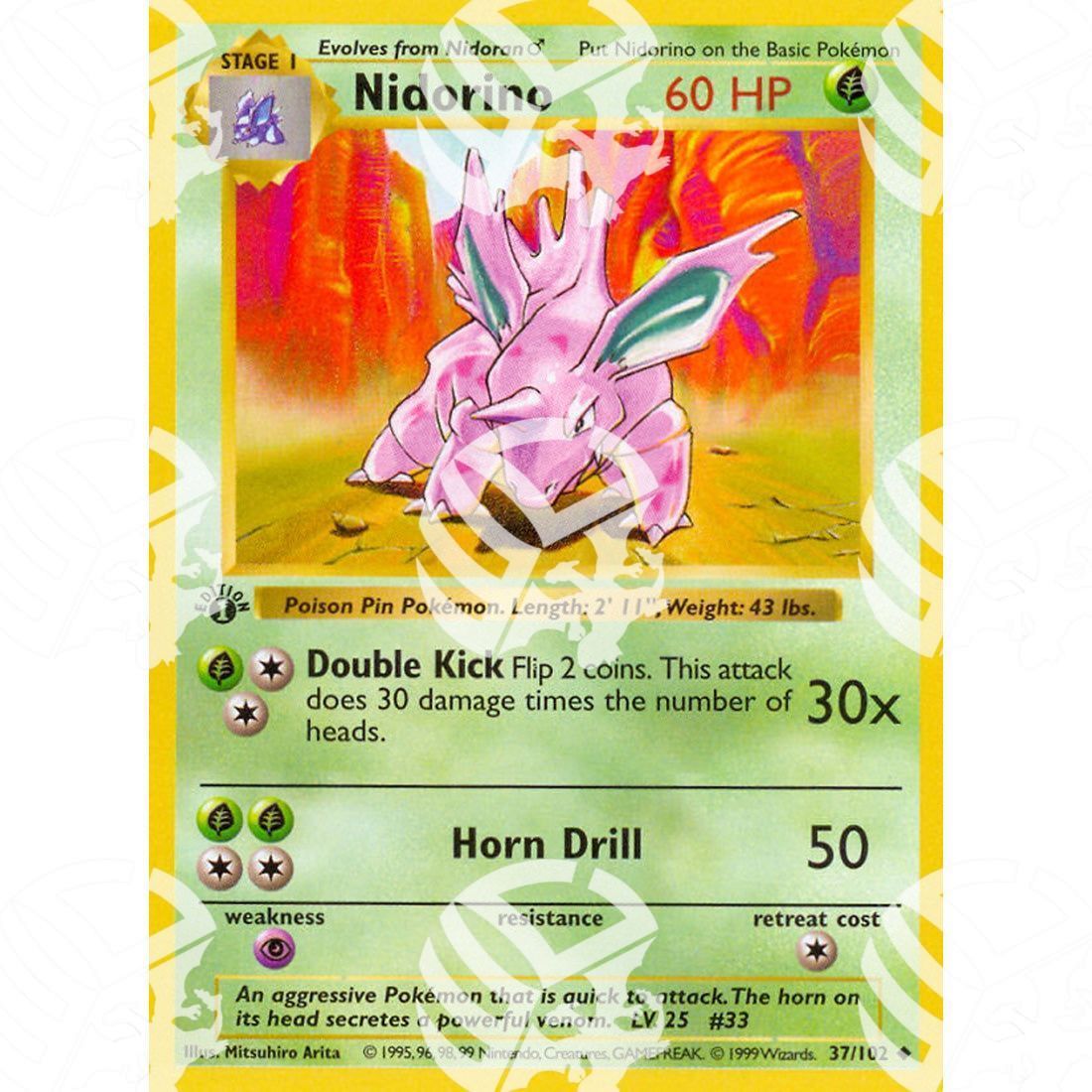 Set Base - Nidorino - 37/102 - Warcard