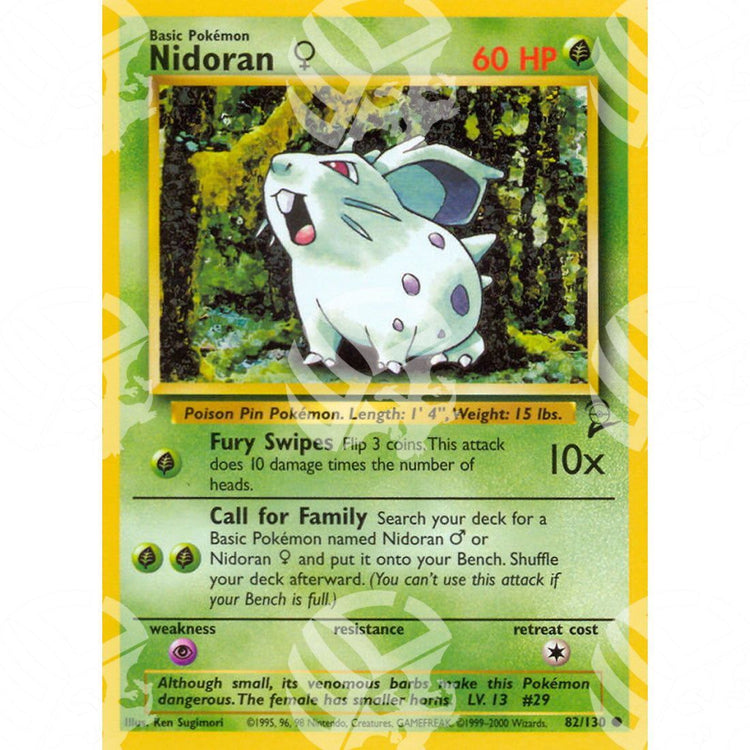 Set base 2 - Nidoran Female - 82/130 - Warcard - Set base 2 - Nidoran Female - 82/130 i prezzi più bassi sul mercato, solo da www.warcardshop.com! Carte singole, box, buste e mazzi.