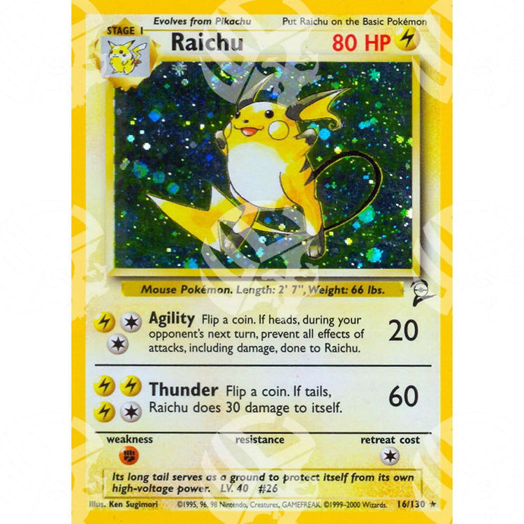 Set base 2 - Raichu - Holo Rare 16/130 - Warcard - Set base 2 - Raichu - Holo Rare 16/130 i prezzi più bassi sul mercato, solo da www.warcardshop.com! Carte singole, box, buste e mazzi.